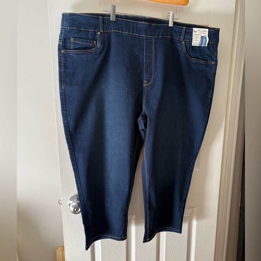 Suko Jeans NWT indigo blue pull on capri stretch denim size 24 21” inseam